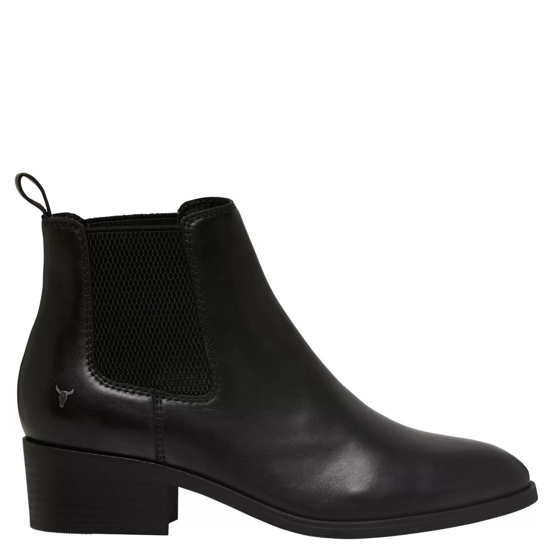 Woman Windsor Smith Low Heel Boots*Ravee Black Leather