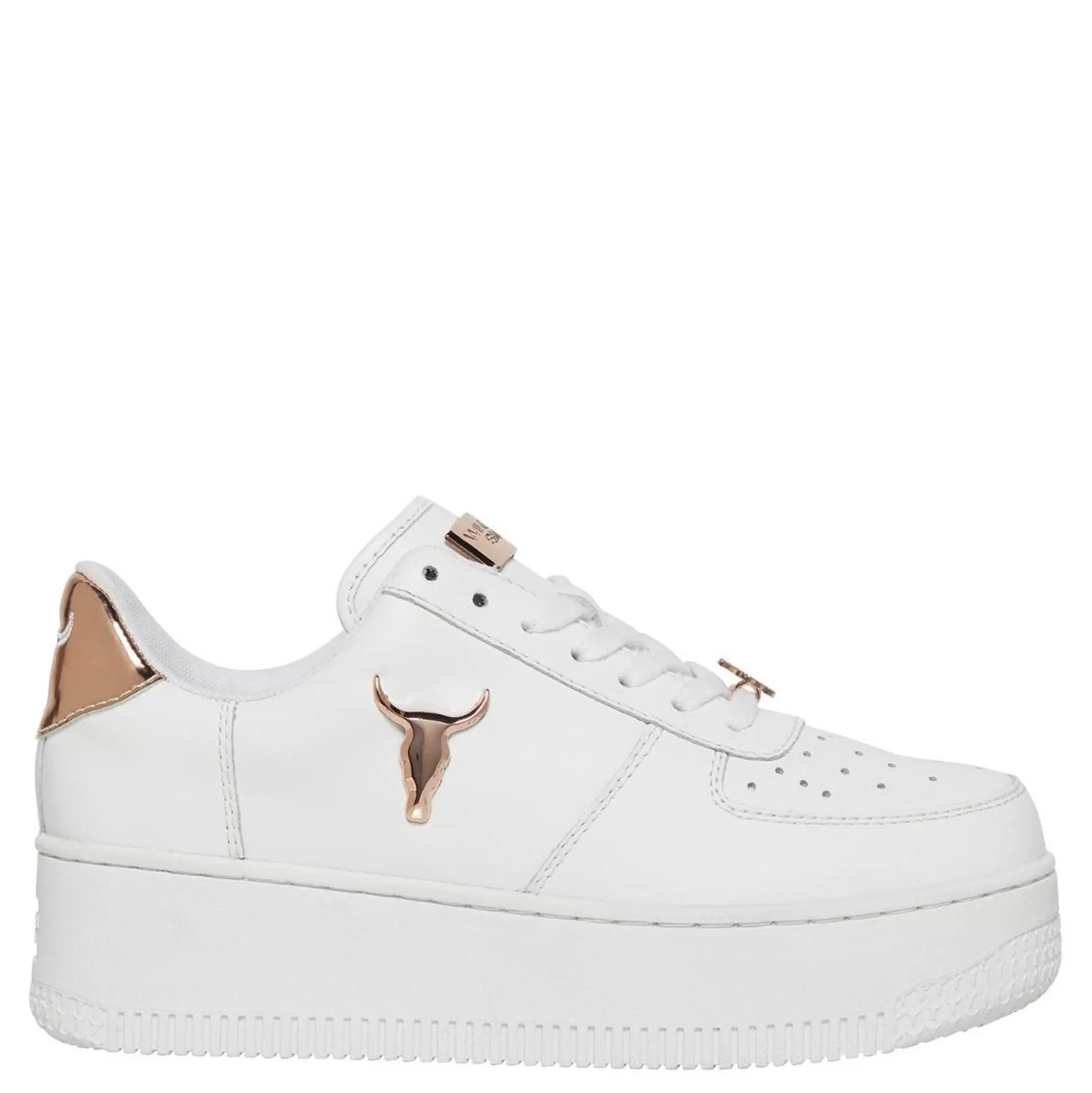 Woman Windsor Smith Sneakers*Rich White Leather Rose Gold Metallic Sneaker