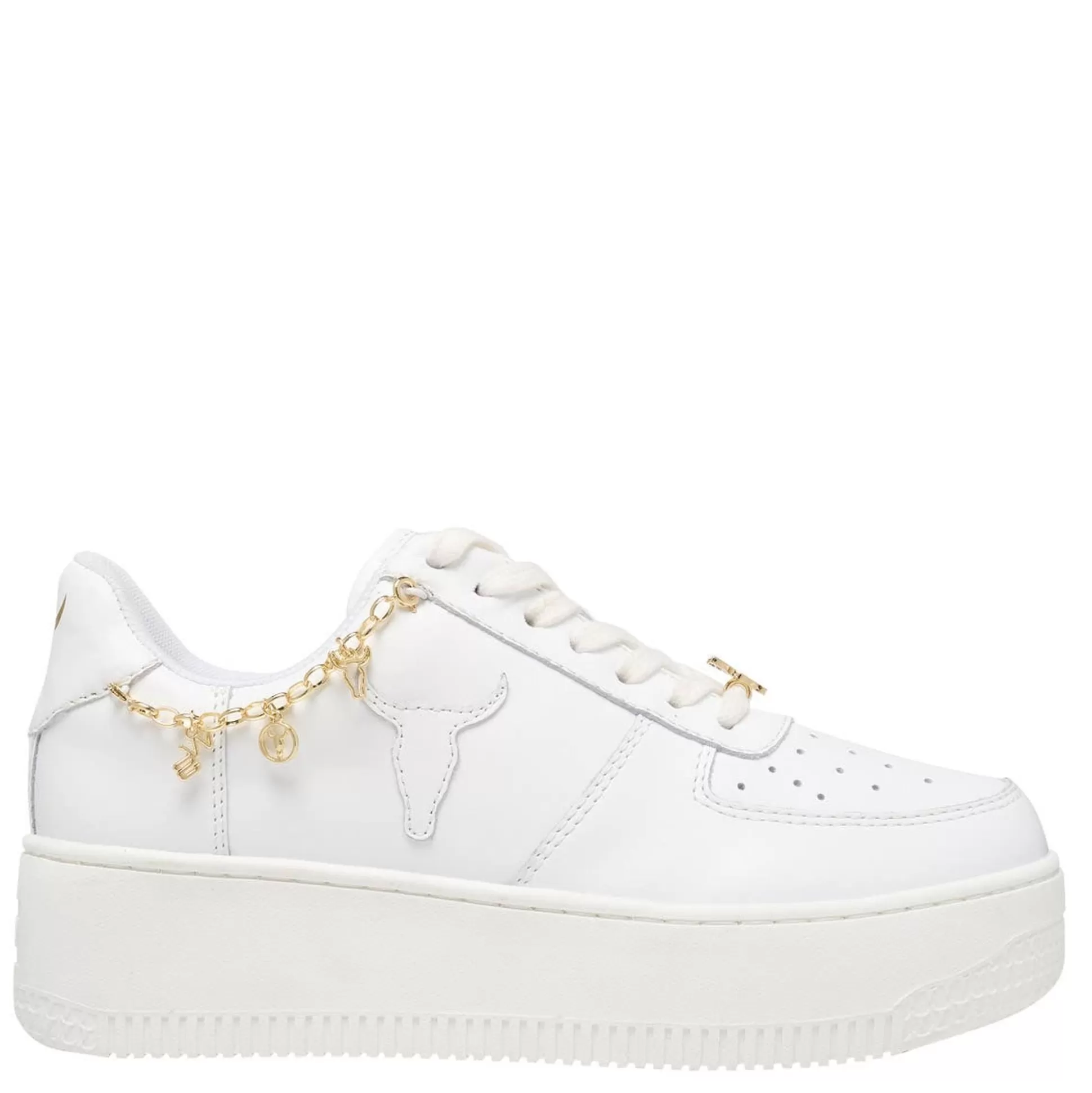 Woman Windsor Smith Sneakers*Roses White Leather Gold Sneaker