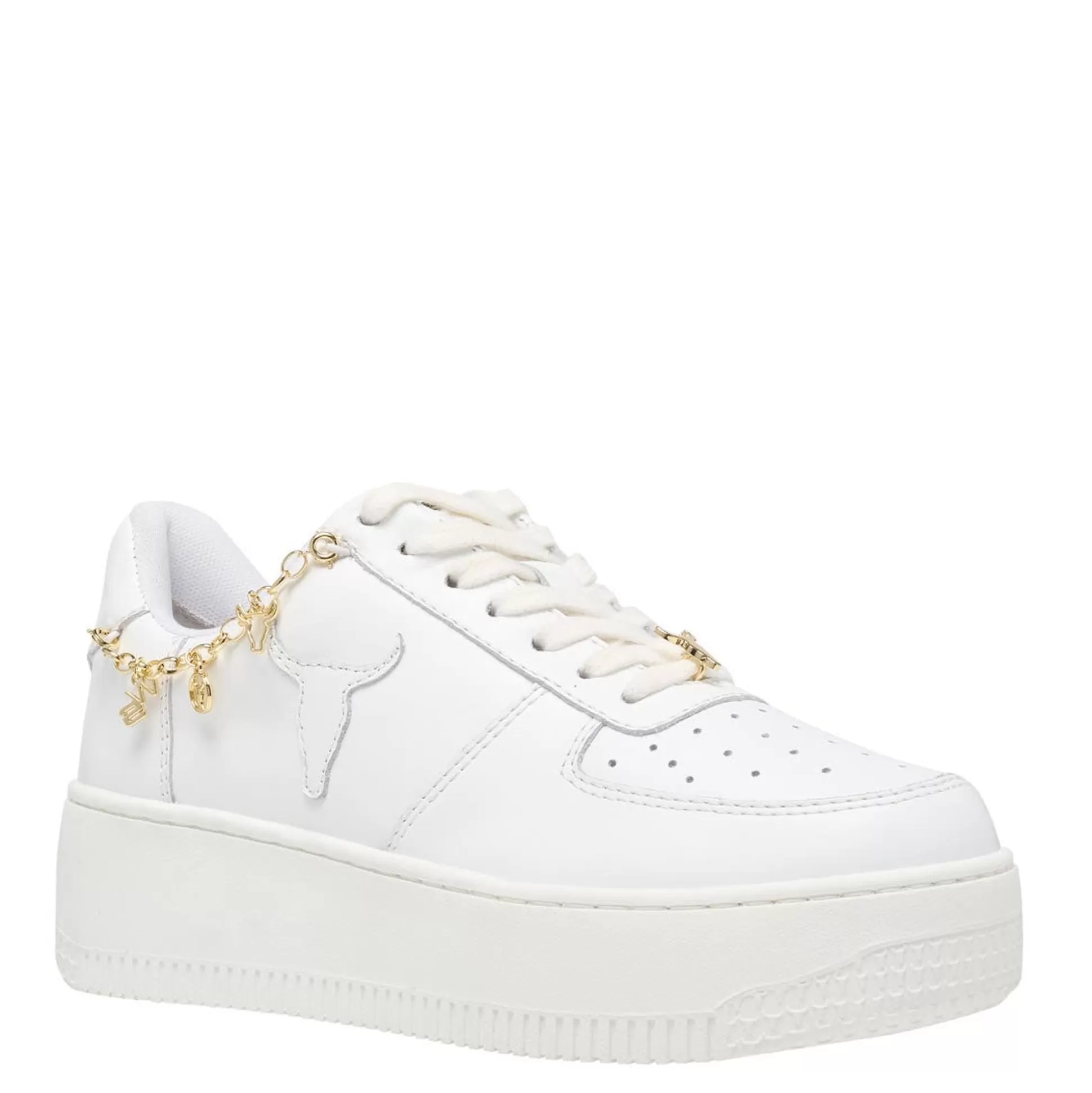 Woman Windsor Smith Sneakers*Roses White Leather Gold Sneaker