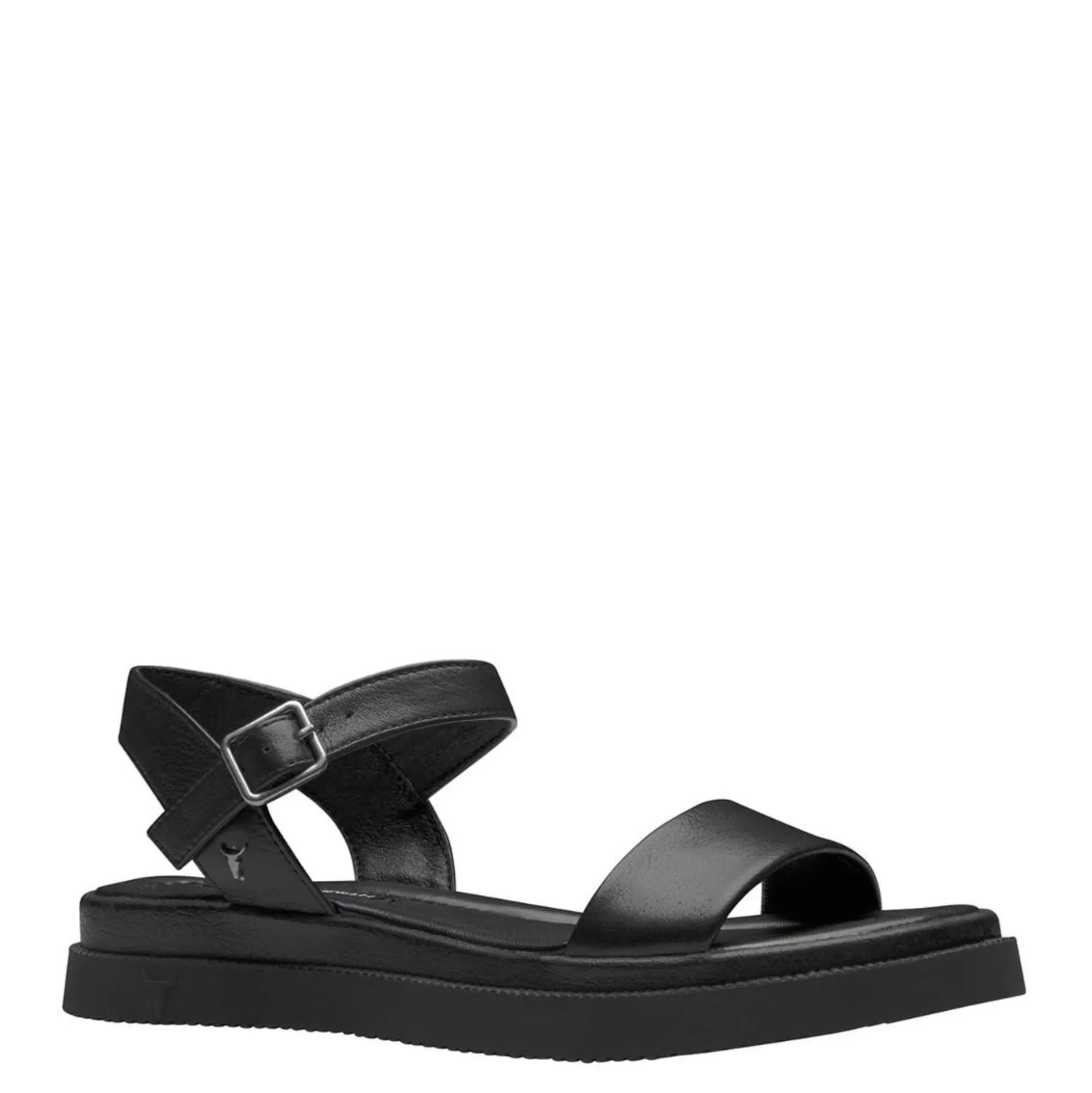 Woman Windsor Smith Flat Sandals*Someday Black Leather